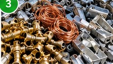 Sorted copper, brass and metal materials